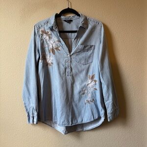express embroidered jean shirt